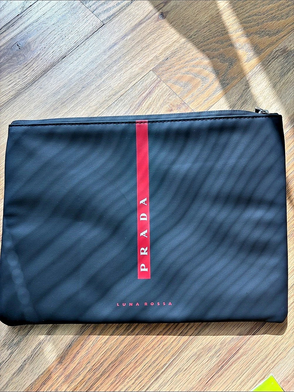 Prada Luna Rossa Travel Pouch / Cosmetics Bag Black Zip Clutch
